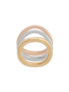 Charlotte Chesnais Wave Set Of Three Gold And Rose Gold Vermeil And Silver Rings In Gold