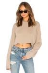 Cotton Citizen Tokyo Crop Long Sleeve Tee In Cappuccino