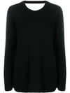 ALLUDE ALLUDE LONG-SLEEVE FITTED SWEATER - BLACK