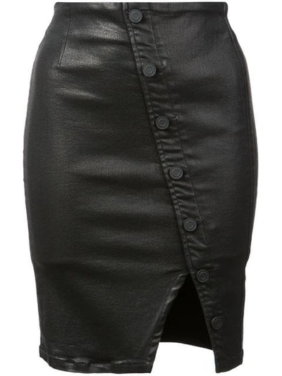 Rta Jolene Coated Stretch Denim Skirt In Black Glaze