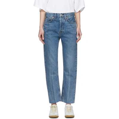 Re/done High-rise Cropped Straight-leg Jeans In Blue