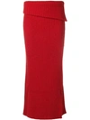 JACQUEMUS JACQUEMUS RIBBED SIDE SLIT MAXI SKIRT - RED