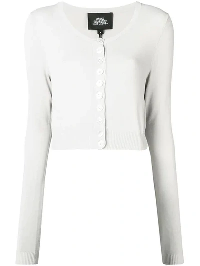 Marc Jacobs Cropped Cardigan With Mother-of-pearl Buttons, Gray In Neutrals