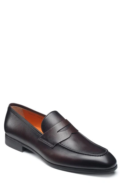 Santoni Fox Packable Penny Loafer In Brown