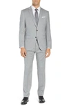 Hugo Boss Genius Trim Fit Solid Wool Suit In Pearl Grey