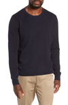 Jcrew Cotton & Cashmere Pique Crewneck Sweater In Navy