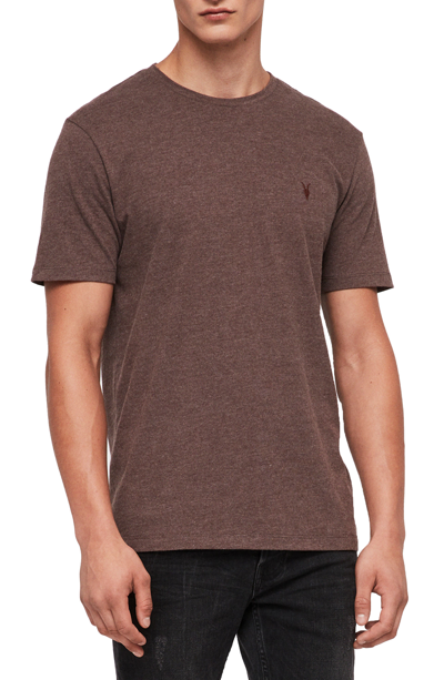 Allsaints Brace Tonic Slim Fit Crewneck T-shirt In Oxblood Marl