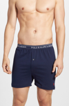 Polo Ralph Lauren Men's Underwear, Classic Knit Boxer 3 Pack In Blue Assorted