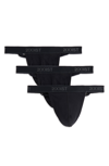 2(x)ist Men's 3-pk. Cotton Essential Y-back Thongs In Black
