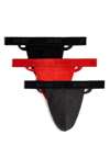 2(x)ist Men's 3-pk. Cotton Essential Y-back Thongs In Black/ Charcoal/ Poppy Red