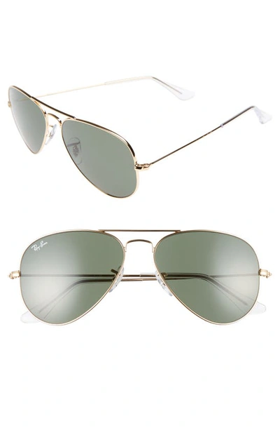 Ray Ban Monochromatic Metal Aviator Sunglasses, Yellow Pattern In Green Classic G-15