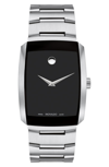 Movado Men's Eliro Square Modern Watch, Silver In Silver/ Black/ Silver
