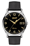 TISSOT HERITAGE VISODATE LEATHER STRAP WATCH, 40MM,T1184101605700