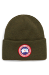 Canada Goose Arctic Disc Merino Wool Toque Beanie In Military Green