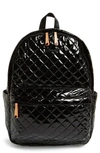 Mz Wallace Metro Leather-trimmed Quilted Vinyl Backpack In Black Lacquer Quilted
