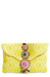 STEVE MADDEN BEADED & EMBROIDERED CLUTCH - YELLOW,BZADA