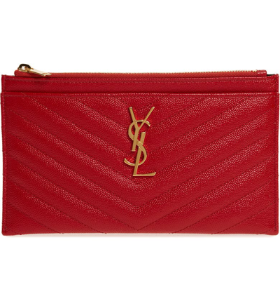 Saint Laurent Monogram Ysl Matte Quilted Bill Pouch Wallet In