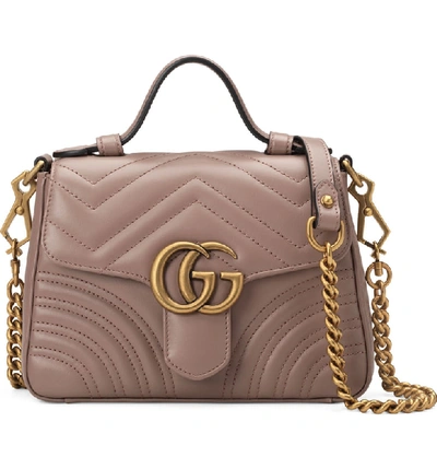 Gucci Beige Marmont Mini Quilted Leather Shoulder Bag - 大地色 In Porcelain Rose