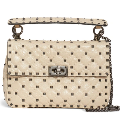 Valentino Garavani Medium Rockstud Matelassé Quilted Leather Crossbody Bag In Light Ivory