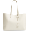 Saint Laurent Large Leather Shopping Tote Bag In Cremasoft