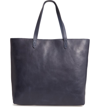 MADEWELL ZIP TOP TRANSPORT LEATHER TOTE - BLUE,J1952