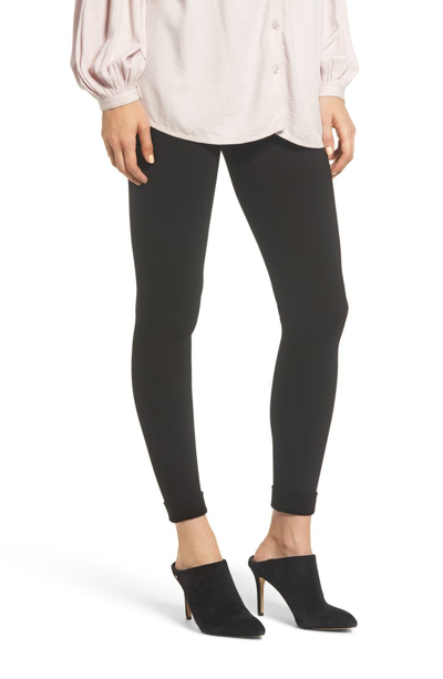 Hue Brushed Fleece Lined Seamless Leggings In Black