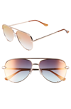Quay X Desi Perkins High Key Mini 57mm Aviator Sunglasses - Rose/ Cprfd In Rose/ Cprfd