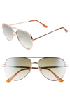 Quay X Desi Perkins High Key Mini 57mm Aviator Sunglasses - Rose/ Green In Rose/ Green