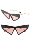 Gucci 70mm Cat Eye Sunglasses - Black/swarovski W/solid Cherry