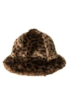 Kangol Faux Fur Casual Bucket Hat In Neutral Multi