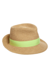 Eric Javits Classic Squishee Packable Fedora Sun Hat - Brown In Peanut/ Citron