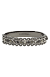 Marchesa Hematite-tone Stone & Crystal Scalloped Bangle Bracelet In Jet/ Hematite