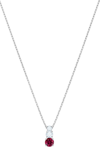 Swarovski Silver-tone Triple-crystal Pendant Necklace, 14-4/5" + 2" Extender In Red/ Silver