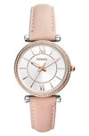 FOSSIL CARLIE LEATHER STRAP WATCH, 35MM,ES4484