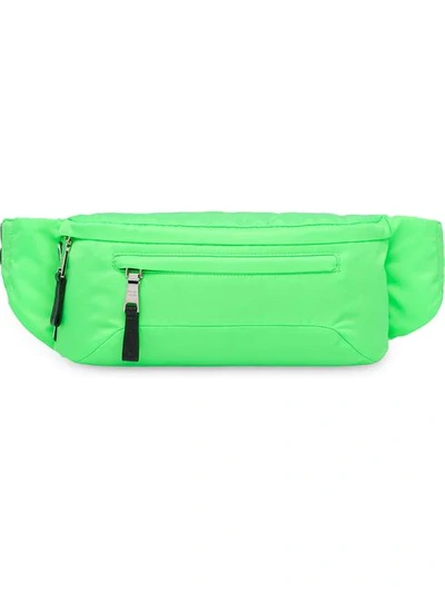 Prada Men's Nylon Belt Bag/fanny Pack With Fluorescent Lining In Green