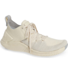 Nike Free Tr 3 Champagne Crinkled Leather-trimmed Flyknit Sneakers In White