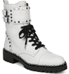 Sam Edelman Jennifer Studded Combat Leather Boots Women's Shoes In Bright White Leather