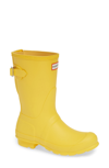 Hunter Original Short Back Adjustable Waterproof Rain Boot In Yellow
