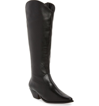 Schutz Women's Fantinne Pointed Toe Leather Western Boots In Black Leather