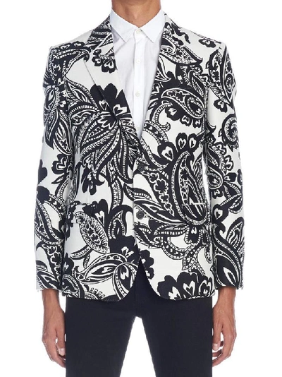 Alexander Mcqueen Paisley Jacquard Jacket In Black & White