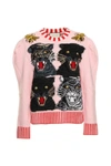 GUCCI GUCCI EMBROIDERED MOTIF KNIT SWEATER