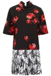 PRADA PRADA ROSES AND BANANAS PRINT MINI DRESS