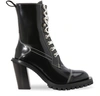 ACNE STUDIOS PATENT LEATHER LACE-UP ANKLE BOOTS,AD0041-900/BLACK