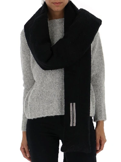 Rick Owens Long Knitted Scarf In Black