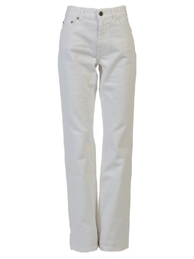 Saint Laurent Stone Washed Jeans In White
