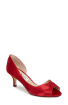 Nina Contesa Open Toe Pump In Blush Fabric