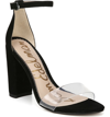 Sam Edelman Yaro Vinyl & Suede Block-heel Sandals In Black/ Clear Suede