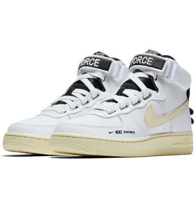 Nike Air Force 1 High Utility Sneakers In White/ Light Cream/ Black