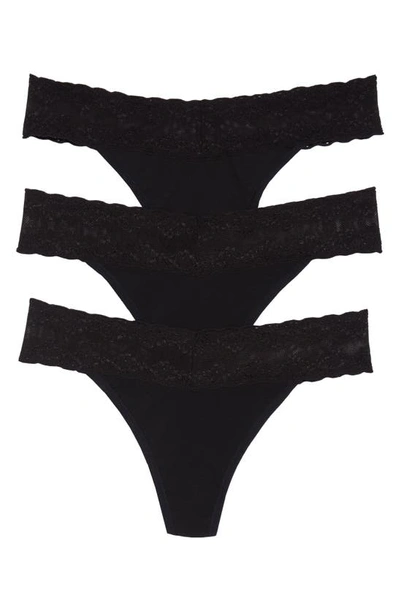 NATORI NATORI BLISS 3-PACK PERFECTION LACE TRIM THONGS,750092MP
