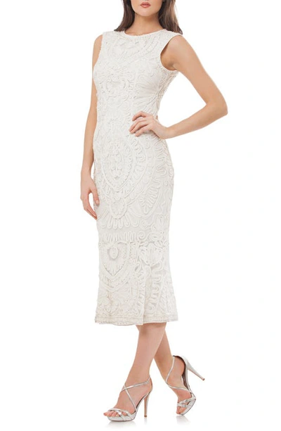 Js Collections Soutache Mesh Dress In Ivory